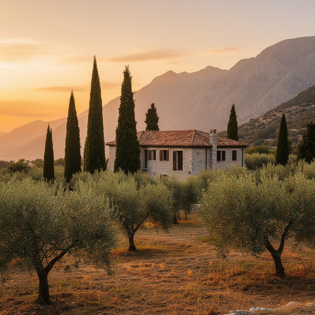 Stone house in an olive grove, southern Montenegro